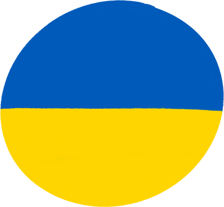 Handdrawn Organic Round Ukraine Flag