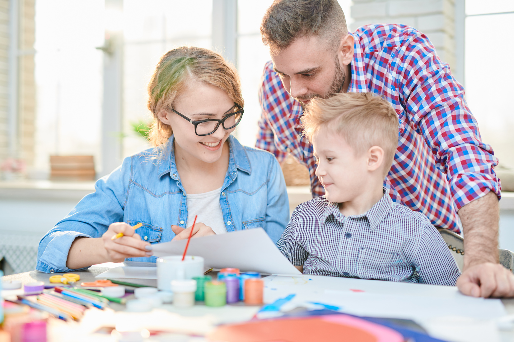 Family Crafting Together at Home